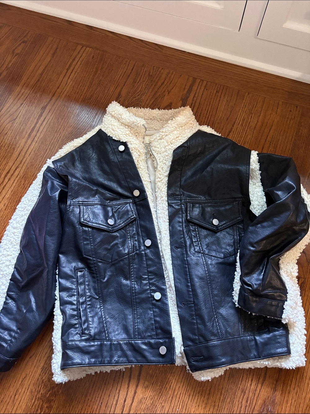 Blank NYC Black Faux Leather Sherpa-Lined Jacket